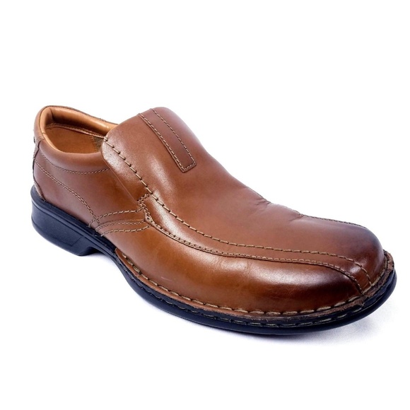 Clarks Mens Shoes Loafers 8.5 W Brown Leather - Picture 1 of 8